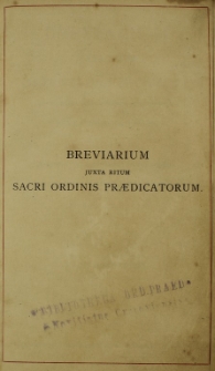Breviarium juxta ritum Sacri Ordinis Praedicatorum. Pars 2