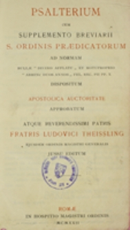 Psalterium cum Supplementum Breviarii S. Ordinis Praedicatorum